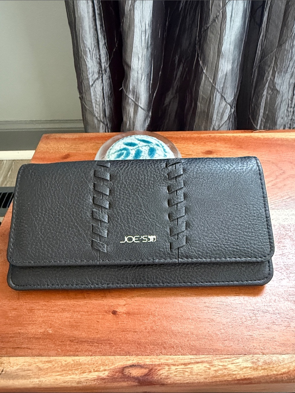 Joe's Jeans Black Woven Leather Wallet Clutch